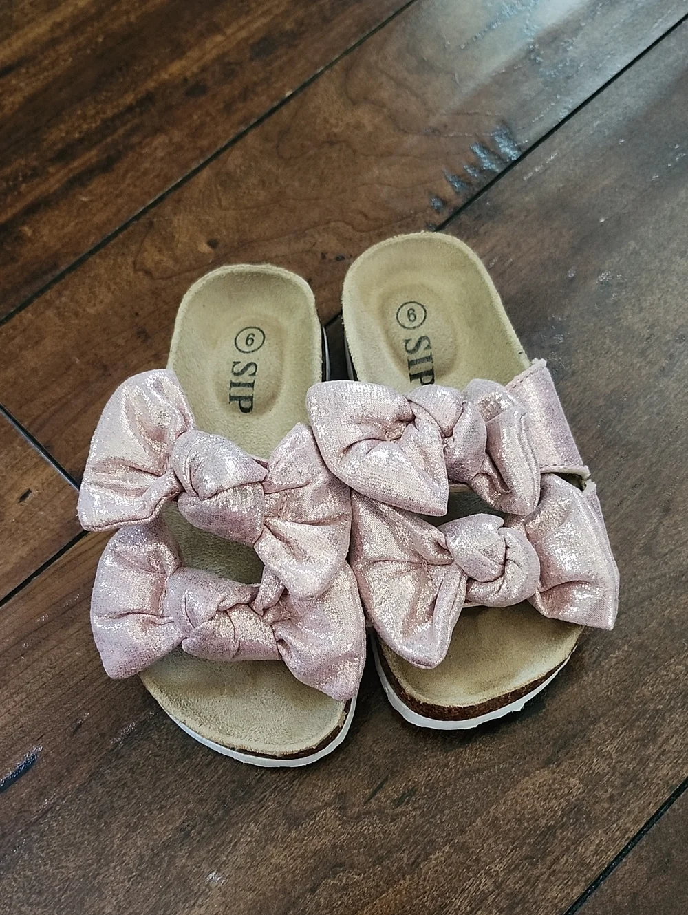3/$15! Sip Size Little Kid 9 Pink Bow Slide Sandals
